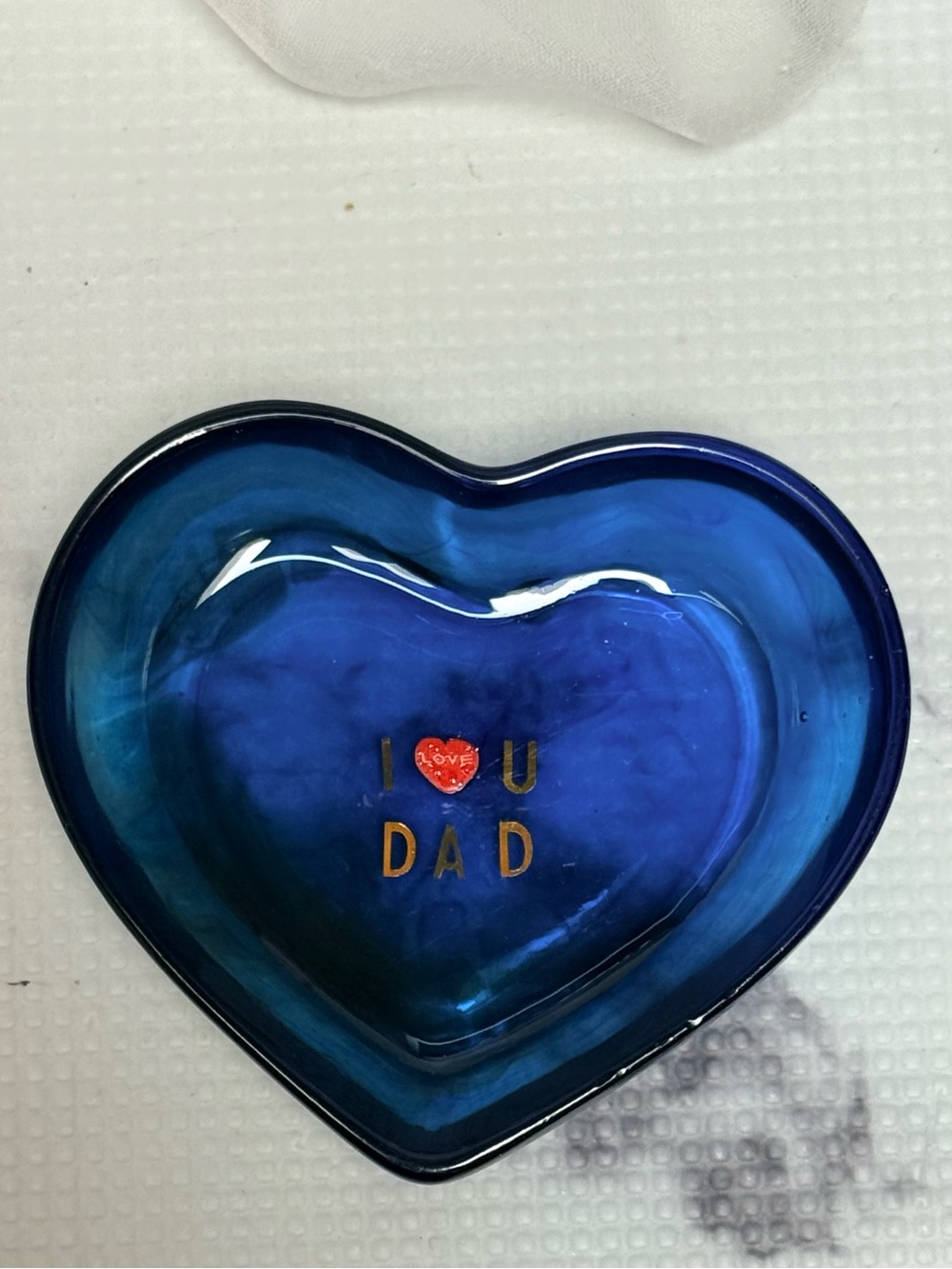 Blue Heart Resin Dish - 'I ❤️ U DAD'